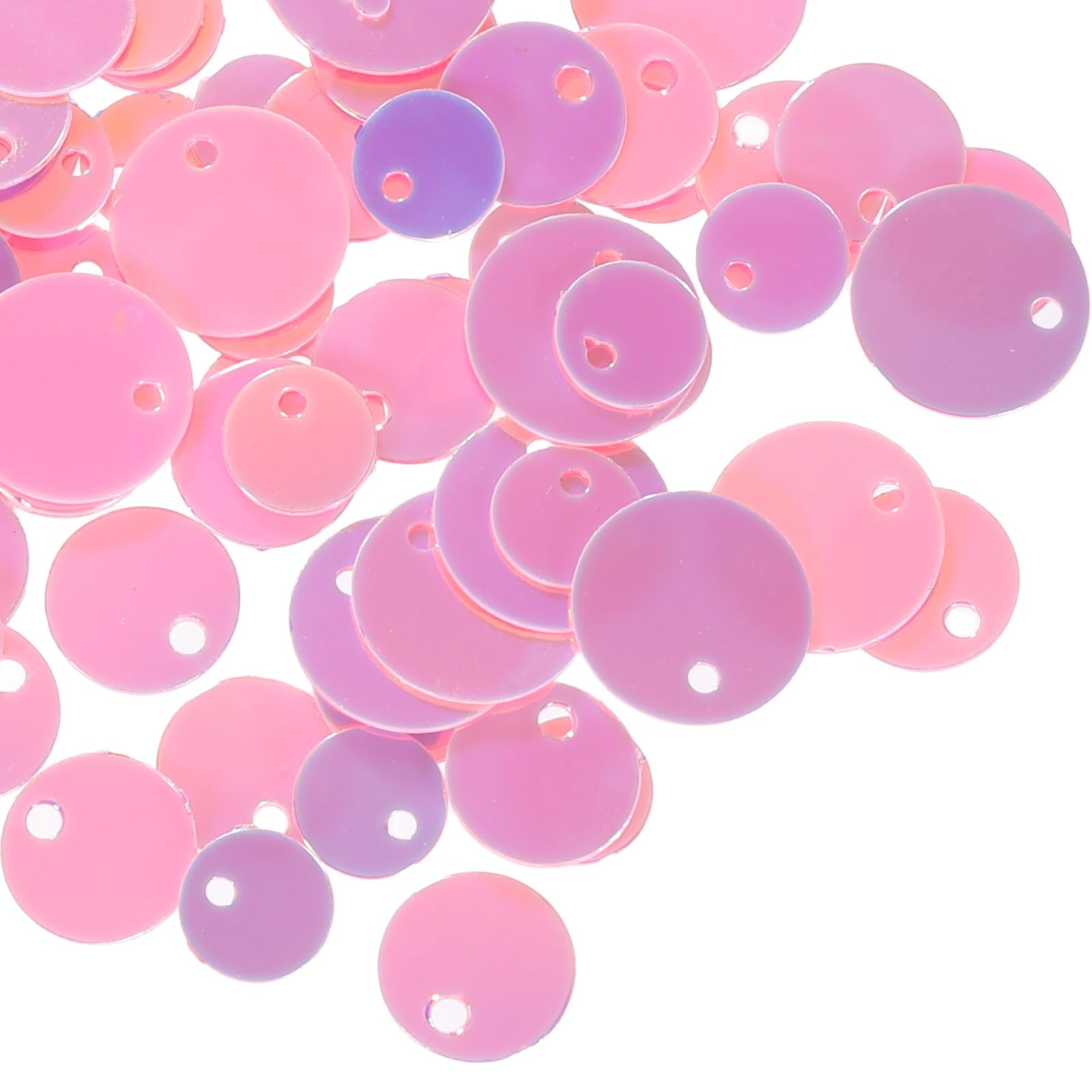 sourcing map 1500 Pcs Flat Round Sequins, 6/8/10mm Loose Paillettes Craft Sewing Sequins with Single Side Hole for DIY Embroidery Clothing Jewelry Making, Gold Tone Pink โ image 1