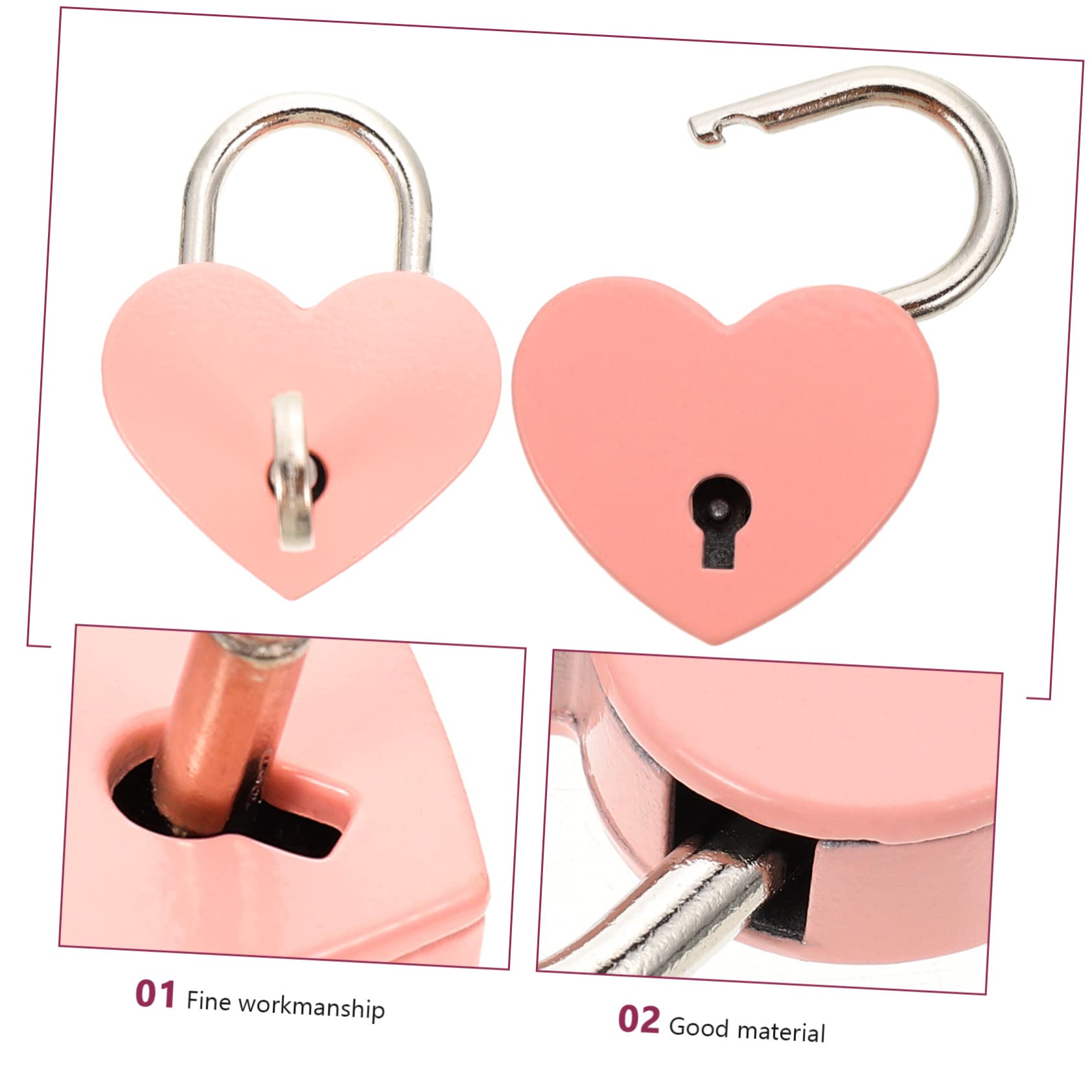 OSALADI 10piezas Candados Forma De Corazón Cerraduras De Luggage y Diario Para Viajes y Accesorios De Moda Con Llave Diseño Atractivo y Práctico