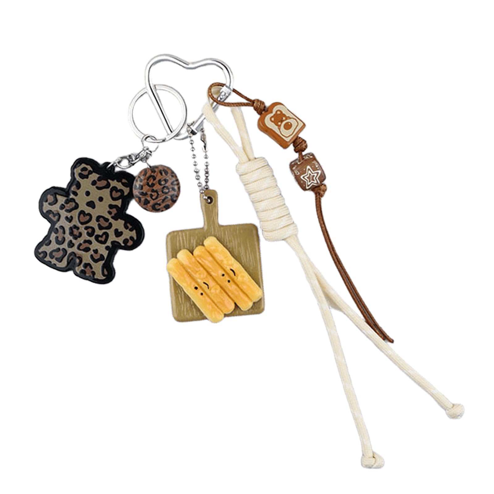 Buxuaaaa Bear Chocolate Dessert Bag Charm Pendant Keyring Braided Rope Keychain Charm for Backpack Purse Handbag Decorations Bag Accessories