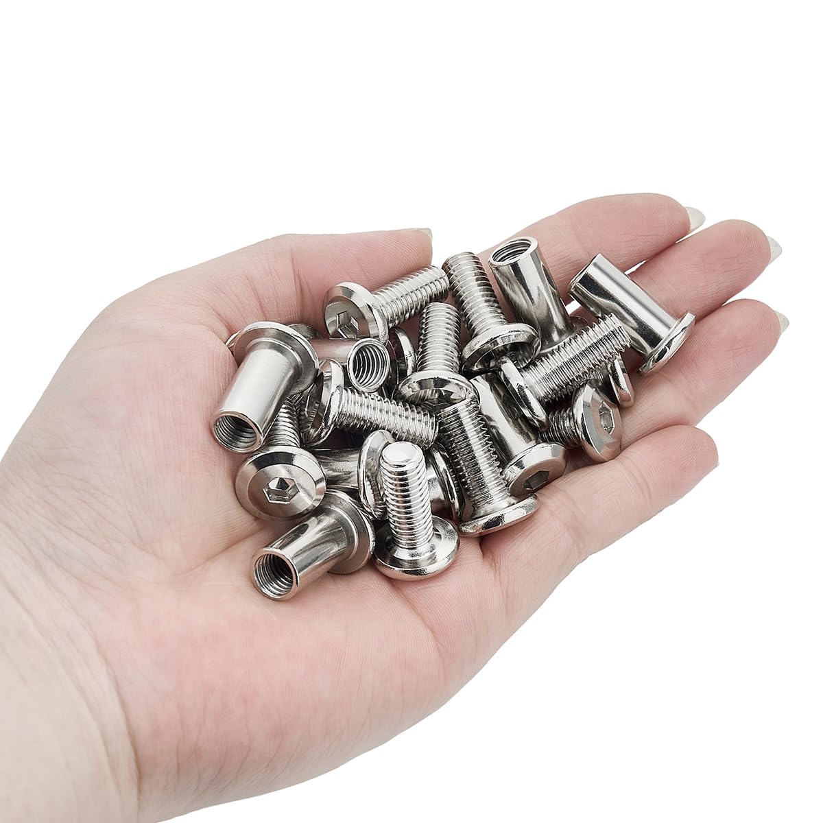 100 PCS Silver M8x20mm Barrel Nuts and Bolts - Suitable for Family DIY Furniture Projects, Dining Set Assembly & Garage Shelf Batch Installs