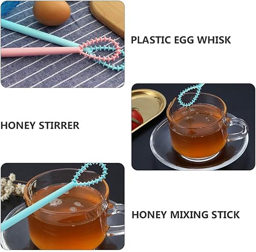 Miniatura 8 de Cabilock Agitador de miel de plástico, 4 uds, jarabe de batidor de huevo, superficie lisa, seguro, fácil de usar, ideal para cocina, bar, viajes,