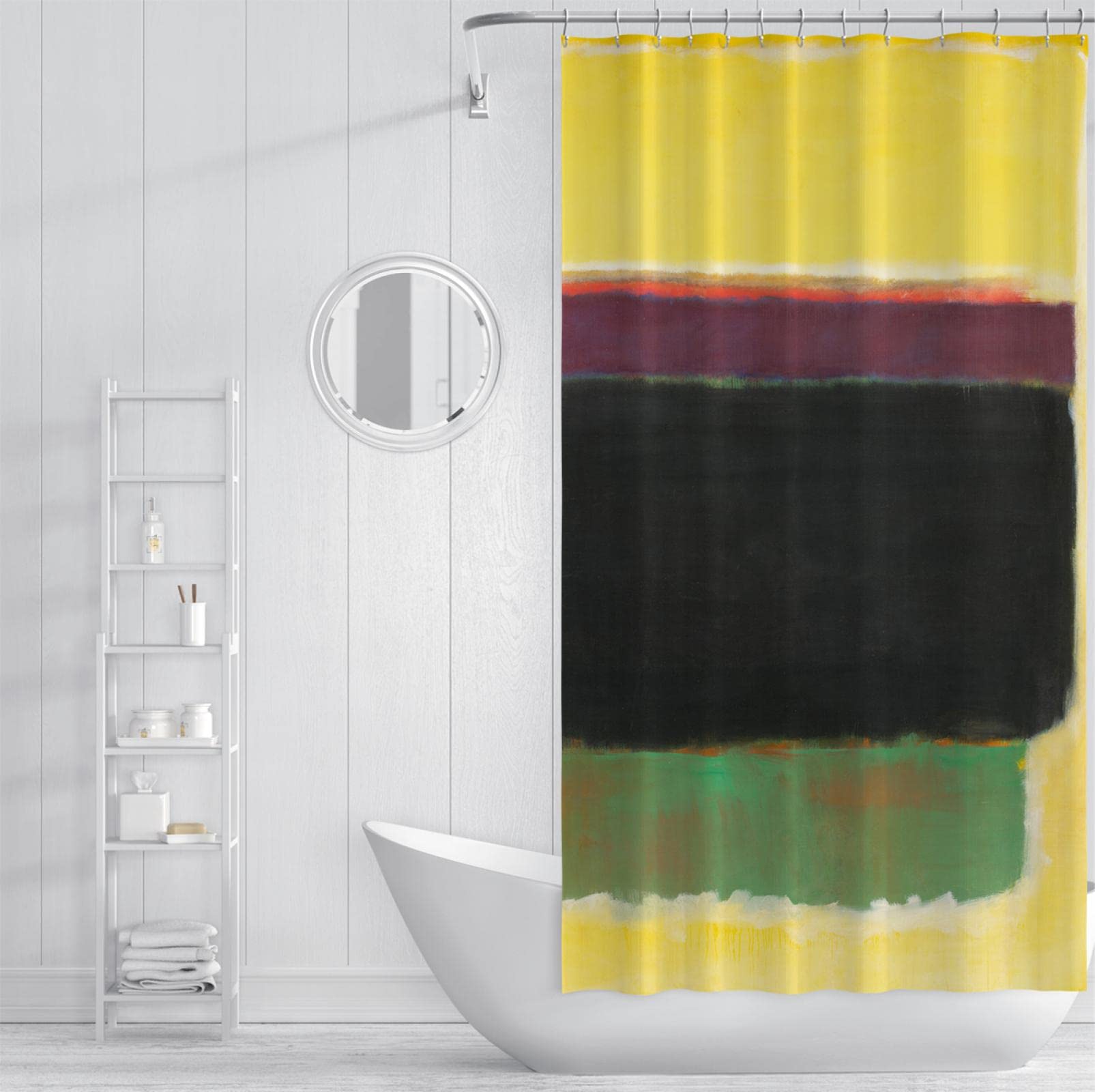 Célèbre Peinture Rideau de Douche Impression Classique rétro Mark Rothko Peinture Abstraite séparation sèche et Humide Rideau de séparation avec Crochets 200x240cm
