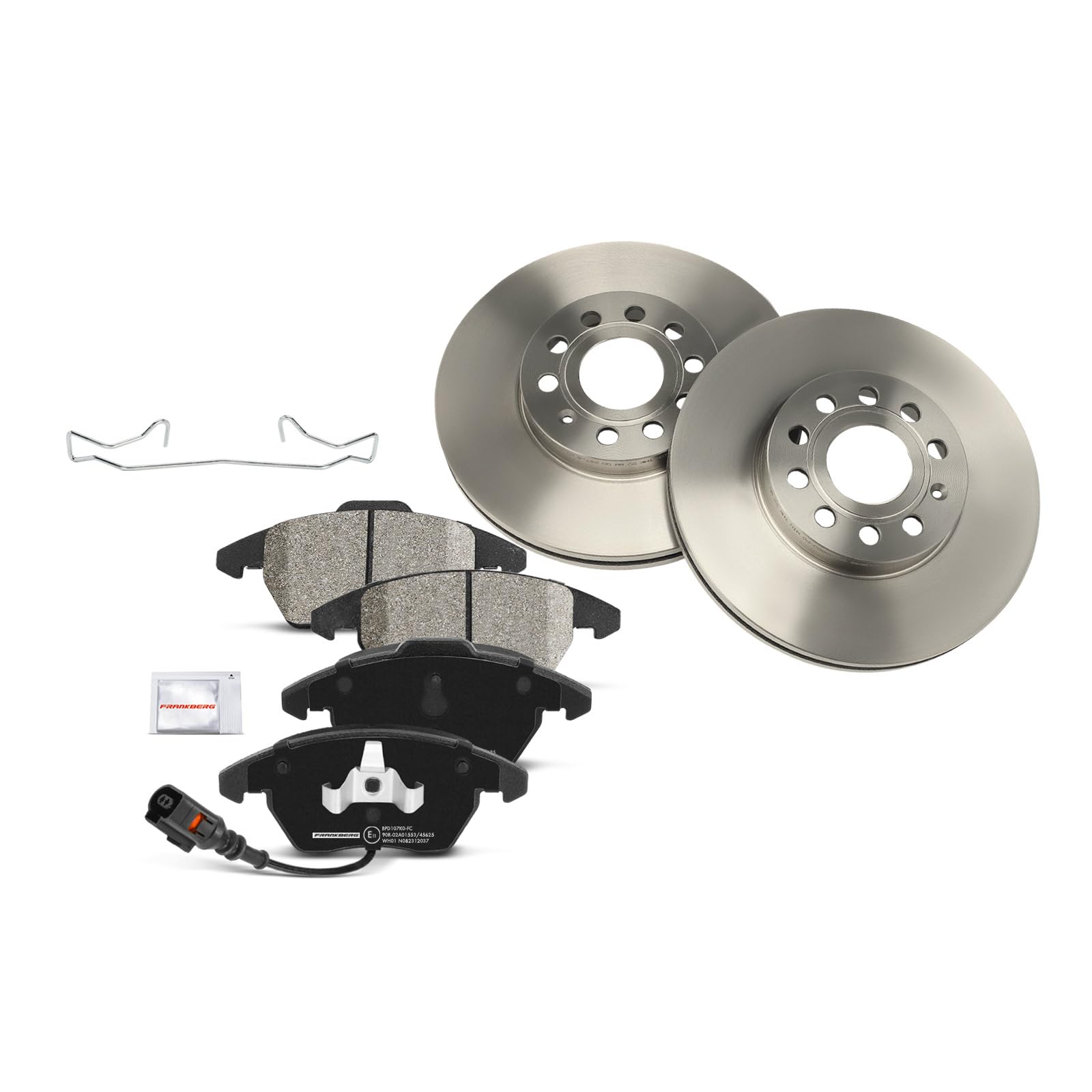 Frankberg Set freni incl. 2x Dischi Freno + 4x Pastiglie dei Freni Anteriore Compatibile con Golf VI 5K1 Golf V 1K1 Golf VI Variante AJ5 Yeti 5L Replace# JZW615301J,5C0615301A