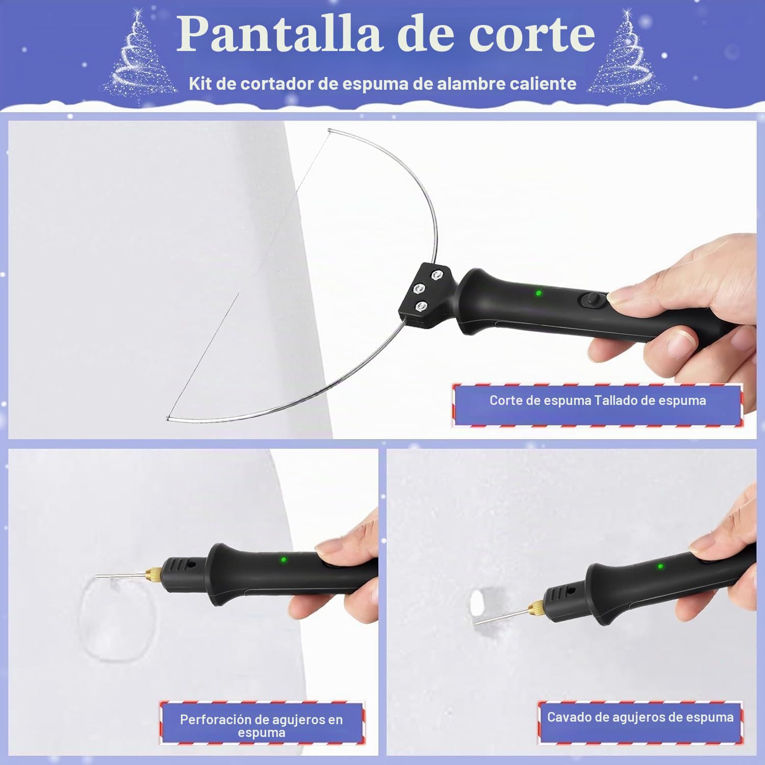 3 in 1 Cortador de Espuma,GOCHANGEDIRECT 10CM 100-240V/18W Eléctrico Espuma Maquina de Cortar/Espuma Artesanal Caliente Cortador/Espuma de Poliestireno Pluma de Corte,Negro