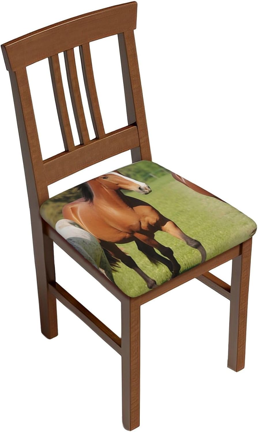 Various Kinds of Horses Print Square Cushion Covers 6 Pcs Set Elastic Non-Slip Seat Cushion Slipcovers Pet Furniture Protectors for Chair, Sofa