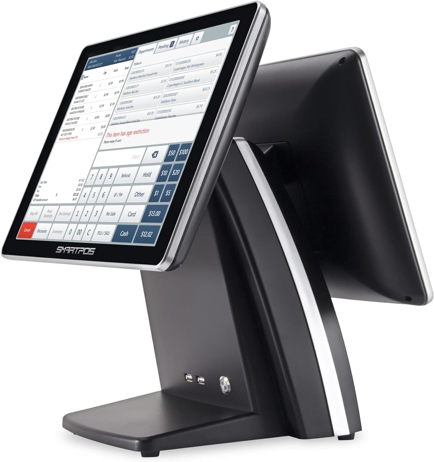 SmartPOS-129 - Caja registradora profesional todo en uno para pequeñas empresas, el paquete de POS incluye: monitor de pantalla táctil de cajero, pantalla para el cliente, cajón de efectivo, escáner