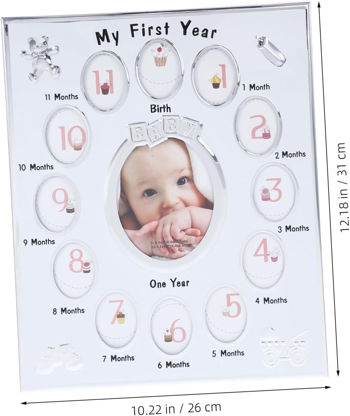 1pc Growth Record Photo Frame for Months White Display Rack for Boy Girl Pictures Photo Frame for Cherished Memories