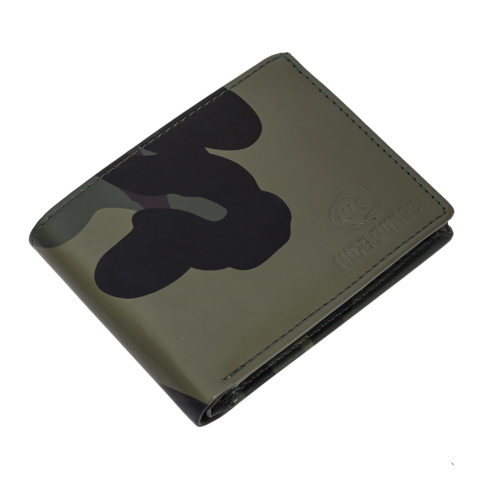 nice purse Men's Camouflage Leather Wallet | Bi-Fold Stylish Wallet with Card Slots, ID Holder & Coin Pocket | Slim PU Leather| Army Design-picture-33