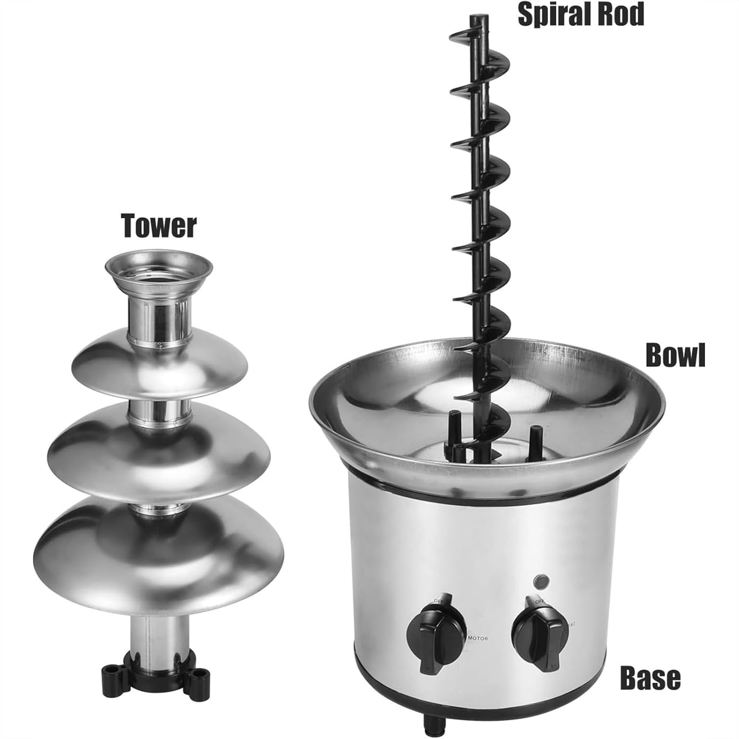 4 Tier Chocolate Fountain, Electric Melting Machine Chocolate Fondue Fountain with 4-Pound Capacity, Stainless Steel Cascading Heat Fondue for Chocolate Candy Butter Cheese