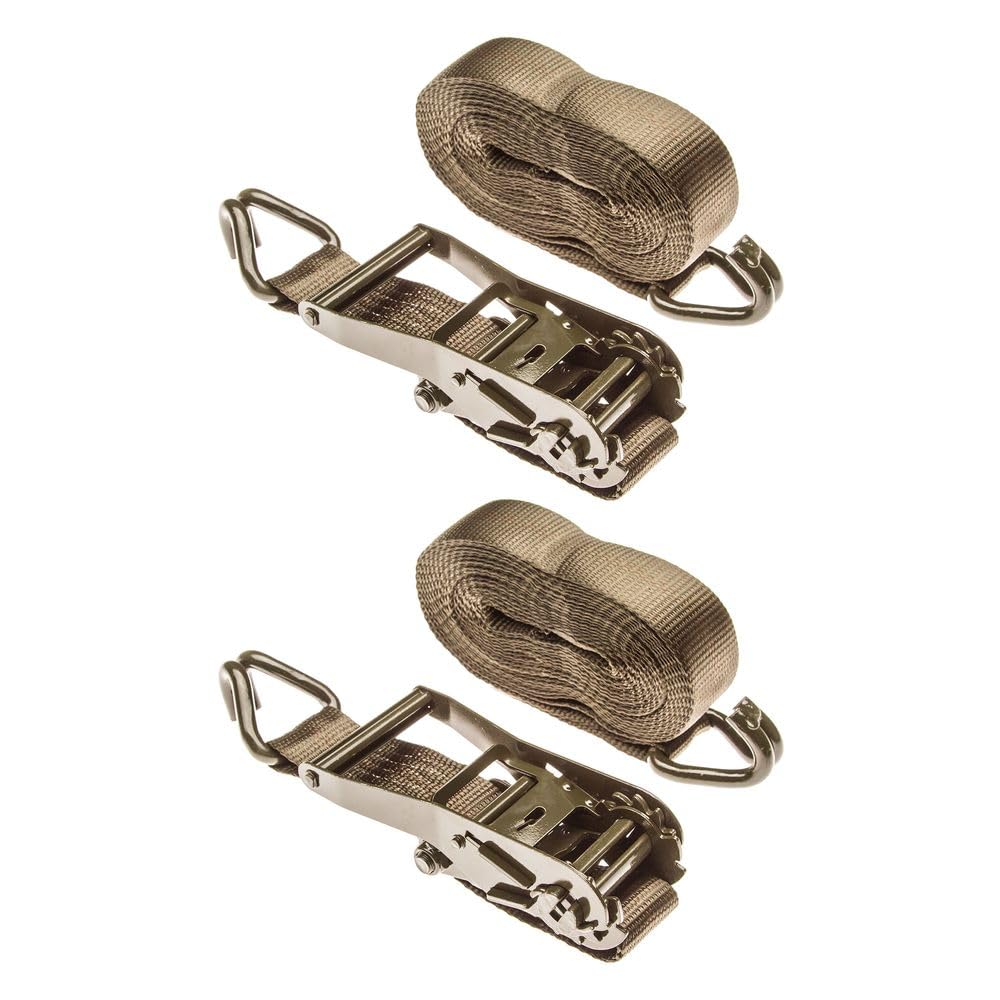 2" x 27' Army Green 10,000 lb. Ratchet Straps with J-Hook Ends (2-Pack)