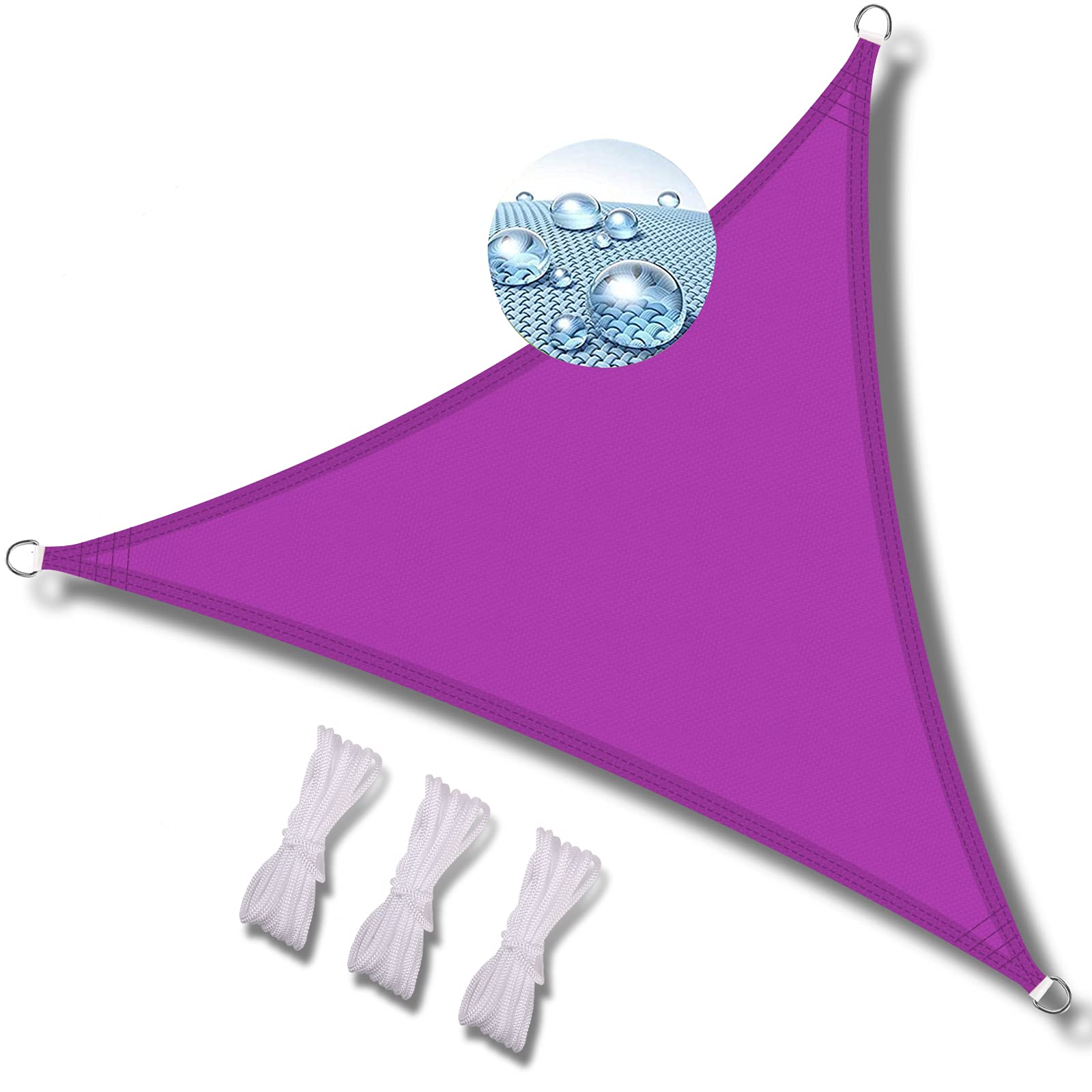 GJZQDKX 5x5x5 Sun Shade Canopy Retractable Side Awning Outdoor Garden Shade Sail Triangular Tear-Resistant Umbrella Easy Install with Tie Rope - Purple