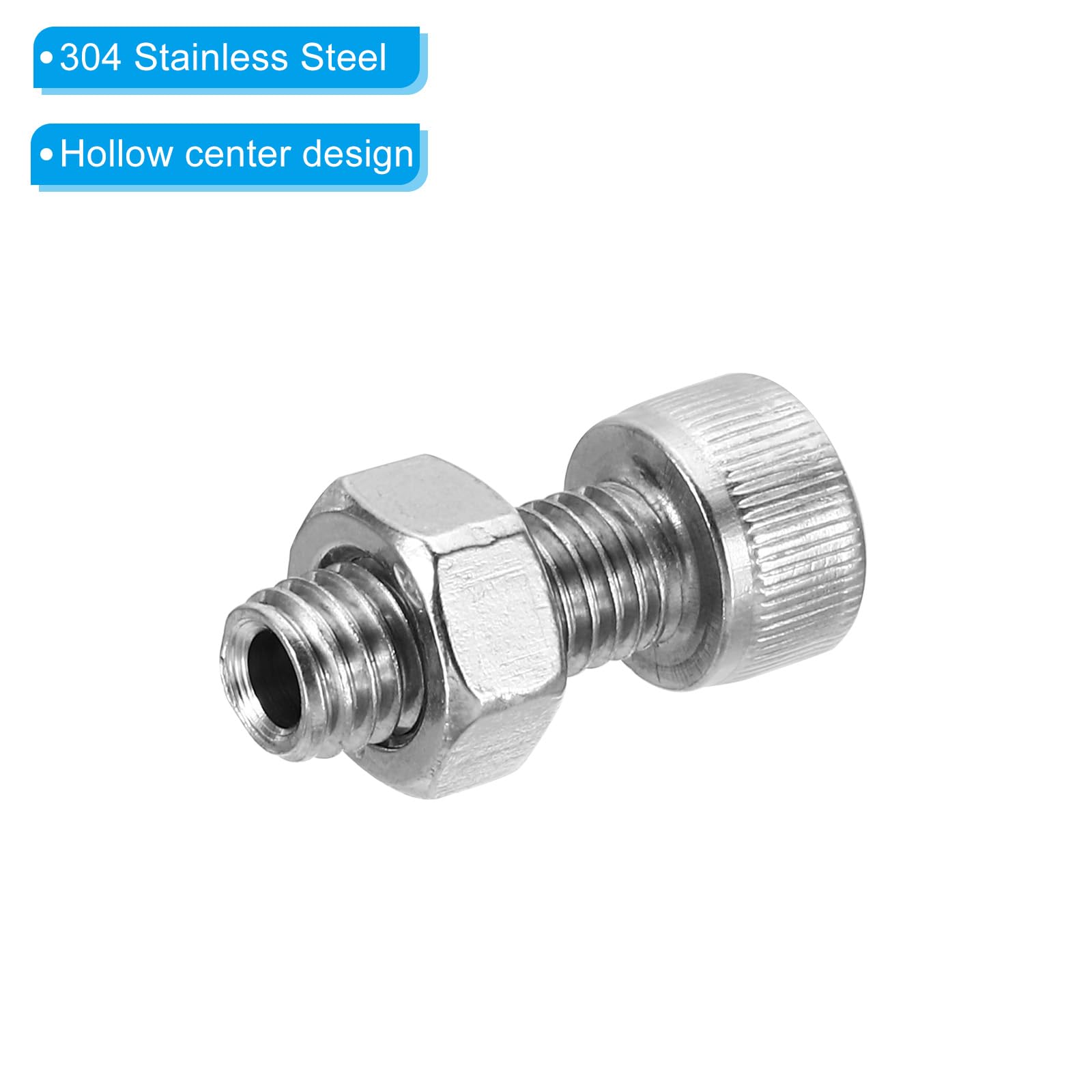 PATIKIL M8x20mm 304 Stainless Steel Hollow Bolt - Image 4