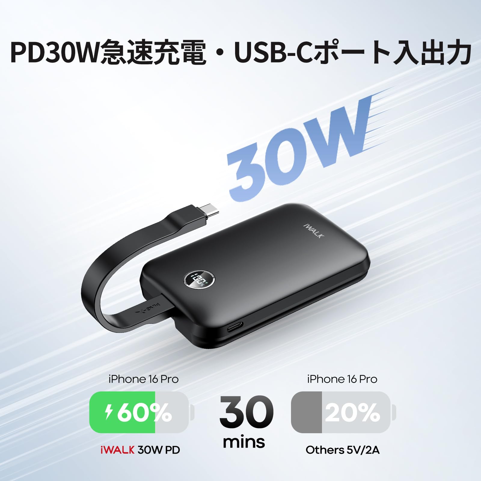 Amazon | iWALK MagSafe対応 モバイルバッテリー マグセーフ充電器 Qi2