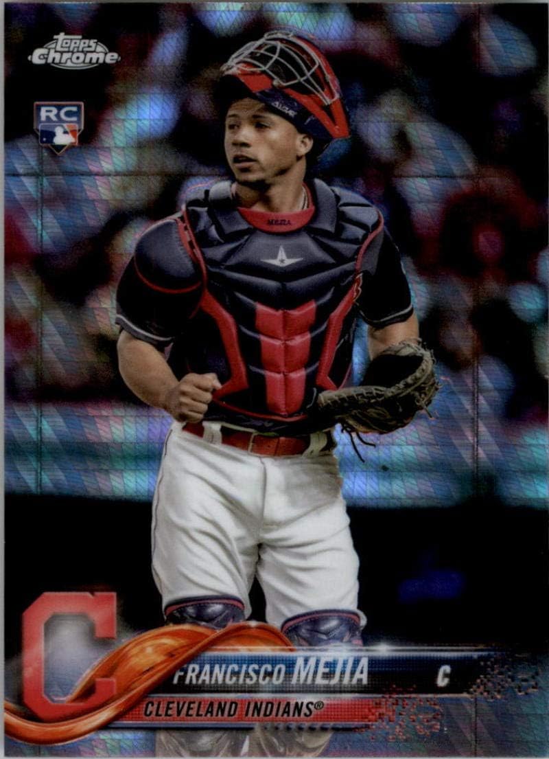2018 Topps Chrome Refractors Prism #92 Francisco Mejia Indians MLB Baseball Card NM-MT
