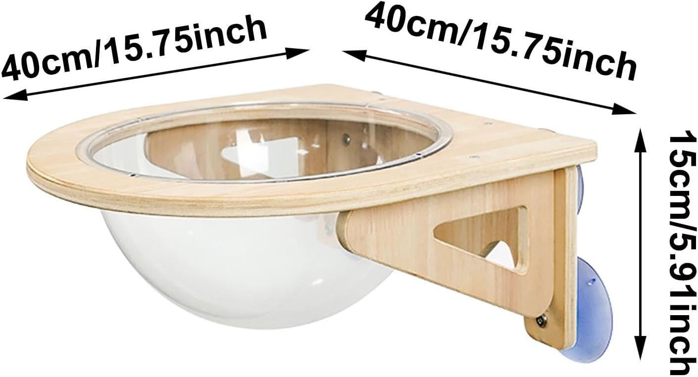 Cat Wall Shelves, Clear Bubble Suction Cup Kitty Lounge, Cat Window Perch, for Indoor Living Room Home Indoor Apartment Corner (Brown)