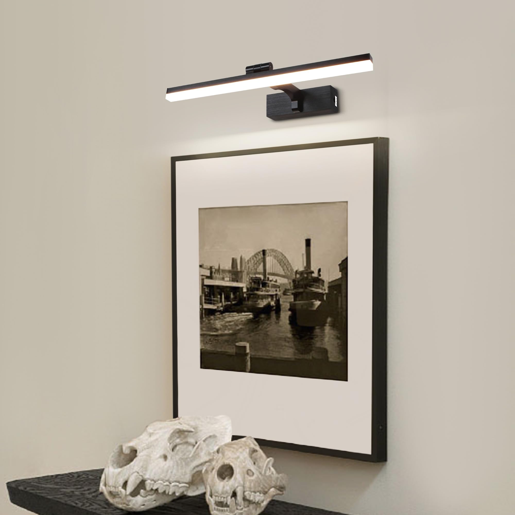 MantoLite badezimmer wandleuchte 8 W 40 cm LED-Spiegelleuchte Schwarz Dimmbar Bilderleuchte Leseleuchte Wandlampe 3000 K/4500 K/6000 K Geeignet für Innenbeleuchtung
