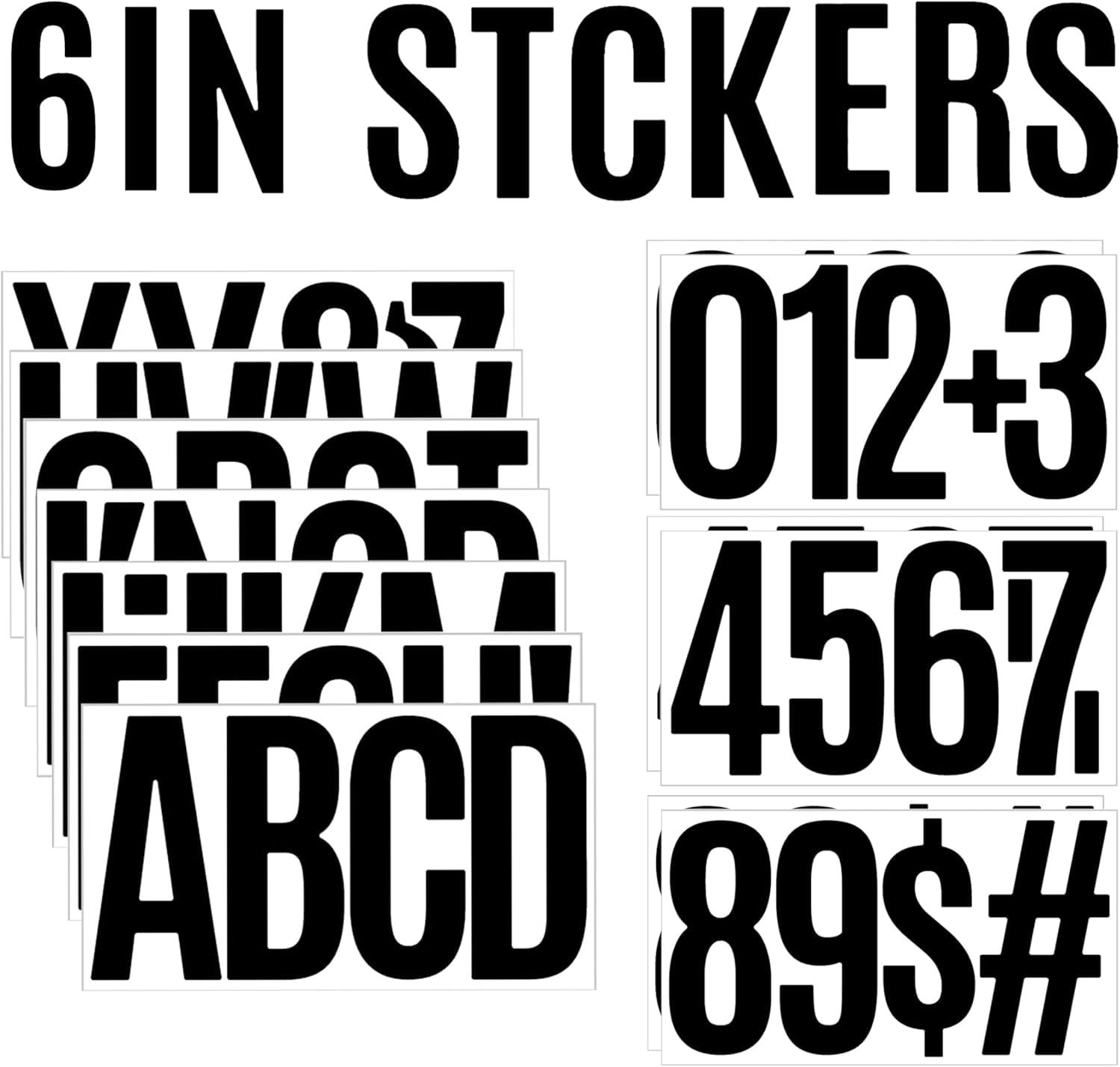 Photo 1 of 13 Sheets Large Letter and Numbers Stickers 6inch Vinyl Self Adhesive Stickers for Crafts Outdoor Sign Wall Mailbox Windows Doors Car Poster Board, Homes, Businesses, Address Numbers(Black)