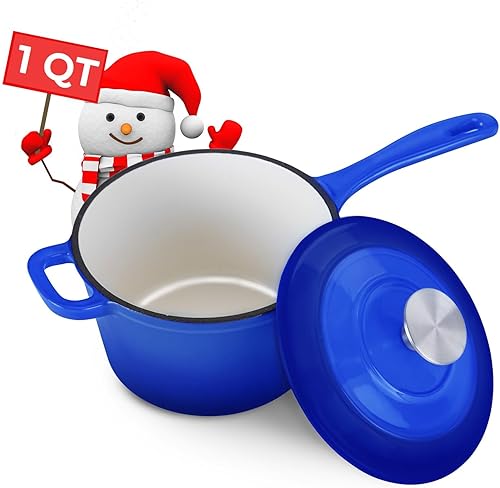 Miniatura 3 de Healthy Choices Regalos navideños para ella, juego de utensilios de cocina de hierro fundido esmaltado, horno holandés gris de 3 cuartos con tapa +