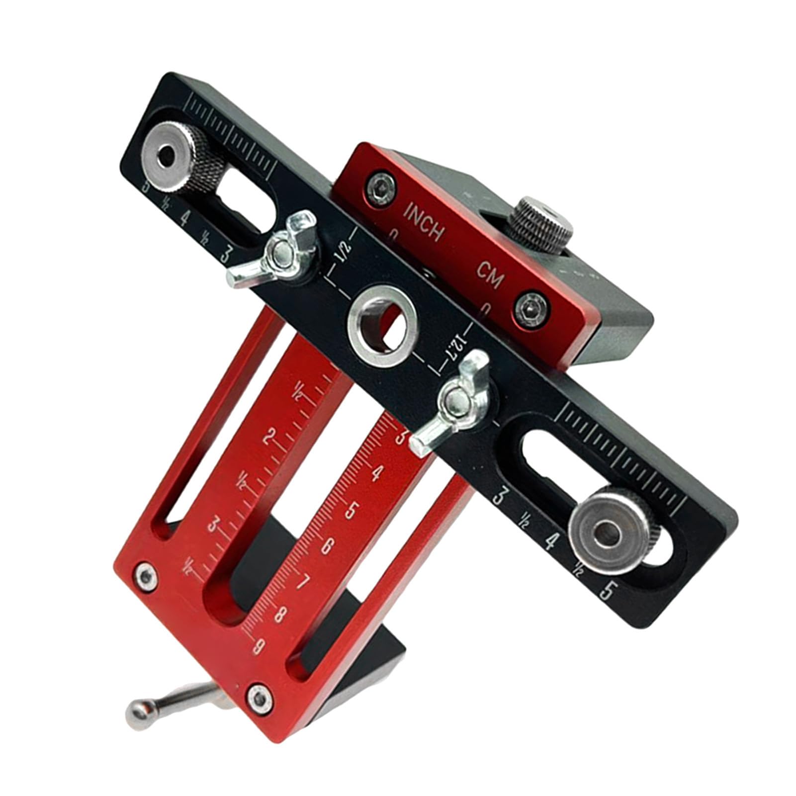 Headerbs Szablon do Montażu Drzwi Szafy, Pozycjoner do Montażu Drzwi ze Stopu Aluminium z Wiertłami Udarowymi, Regulowana wysokość od 10 60 Mm, Dokładne Narzędzie Mocowania Zawiasów Szafek