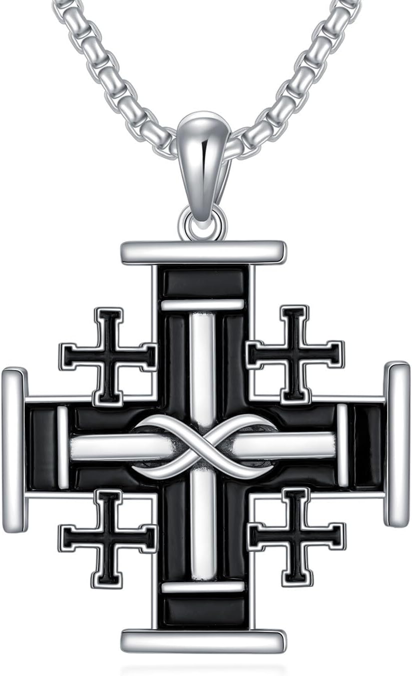 Cross Necklace Valentine's Day Gifts 925 Sterling Silver Cross Pendant Fathers Day Birthday for Men Father Dad Brother Husband Son