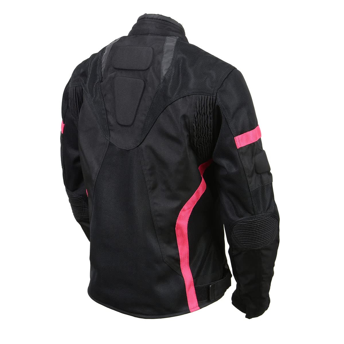 Milwaukee Leather MPL2794 Black and Pink Mesh Textile Armored Motorcycle Racer Jacket for Women - All Season Jackets — view 9