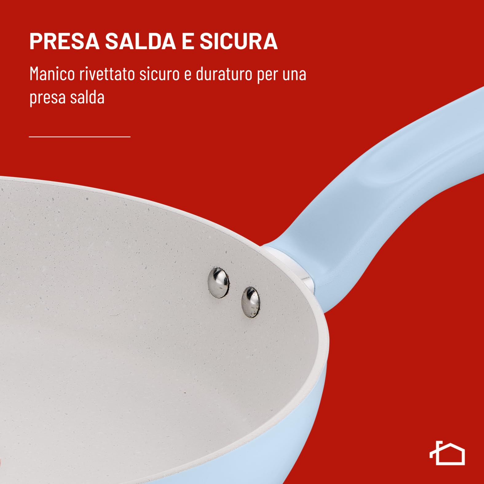 Lagostina Brezza, Casseruola Fonda con Manico Lungo Antiaderente Ø 16 cm, Rivestimento Mineralia, Indicatore di Calore Thermo-Signal, Manico Rivettato, Compatibile con Induzione