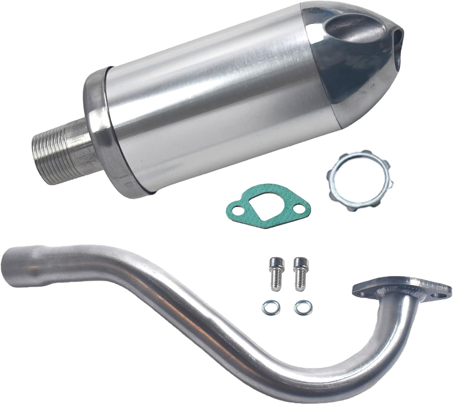 Exhaust Muffler Kit For Honda GX160 GX200 Go Kart Performance Parts Silver