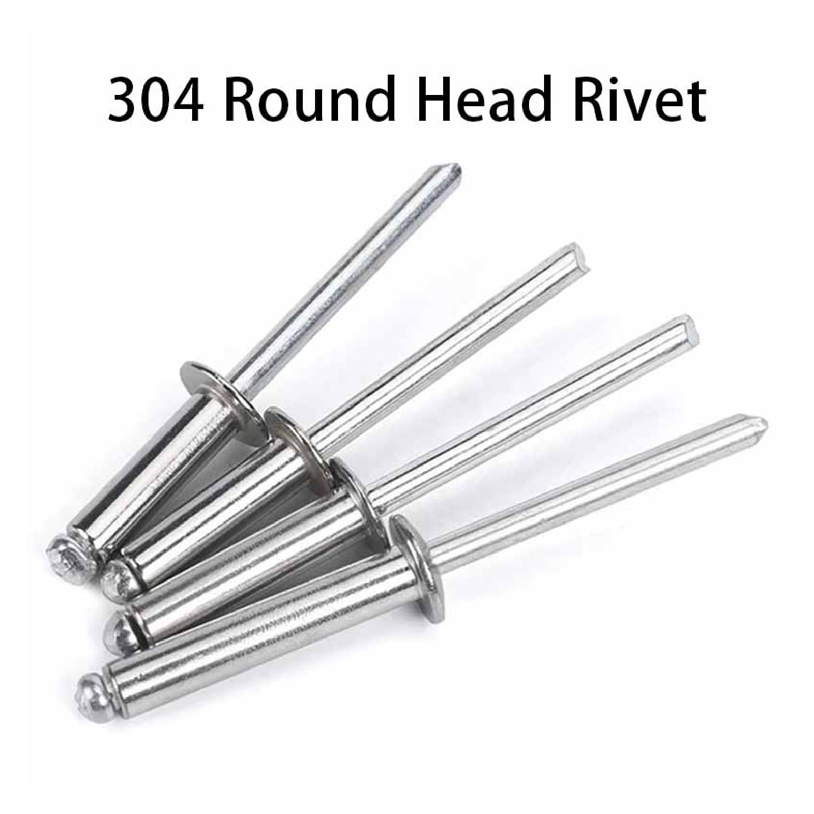 Rivets Aveugles en Aluminium Rivets à tête ronde 304 M3,2 M4 M5 M6 Pop, adaptés aux plaques d'aluminium et échappements âme en acier, lot de 50(M4X12mm)