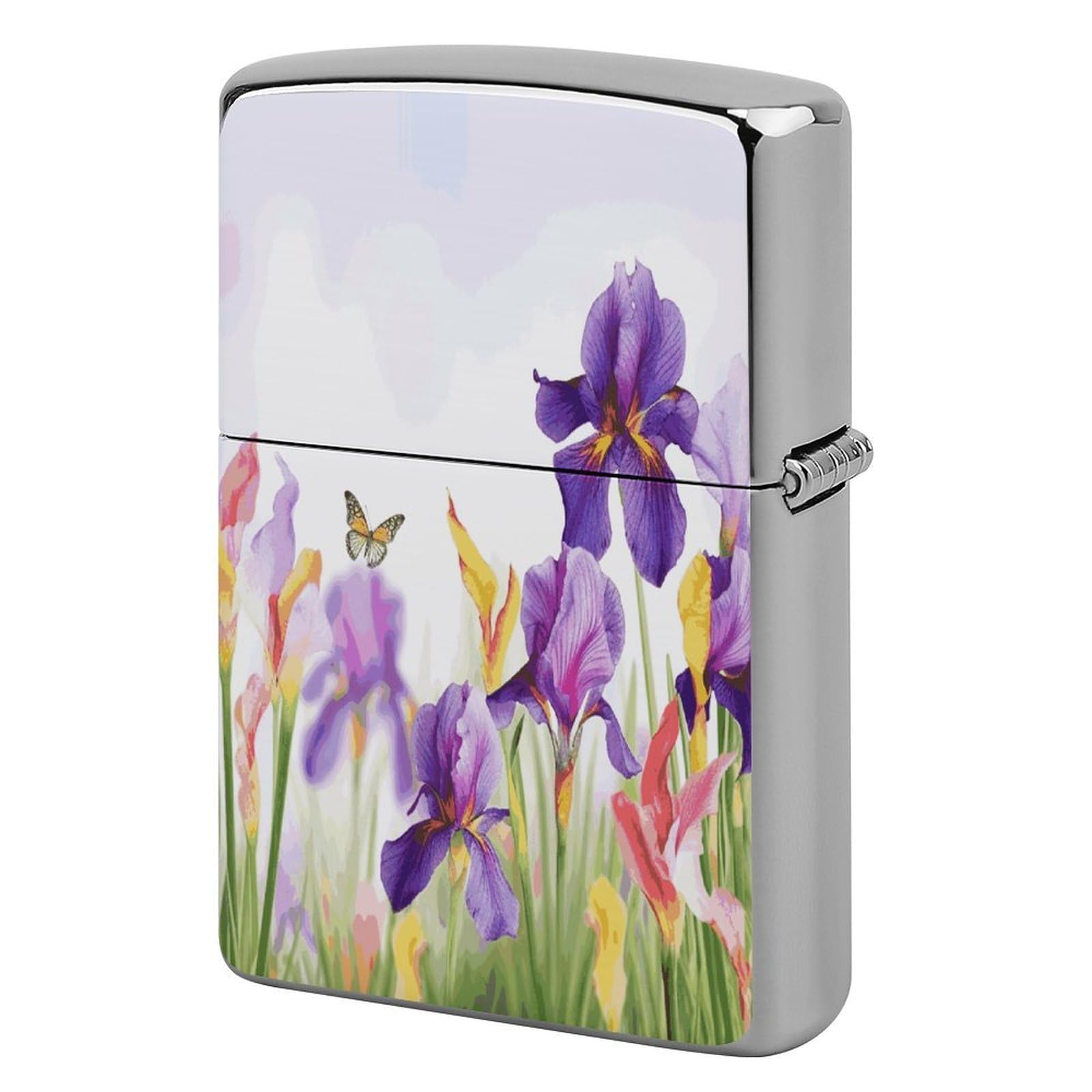 Fodpand Style Iris Flower Butterfly Metal Lighter Case Cover Lighter Sleeve
