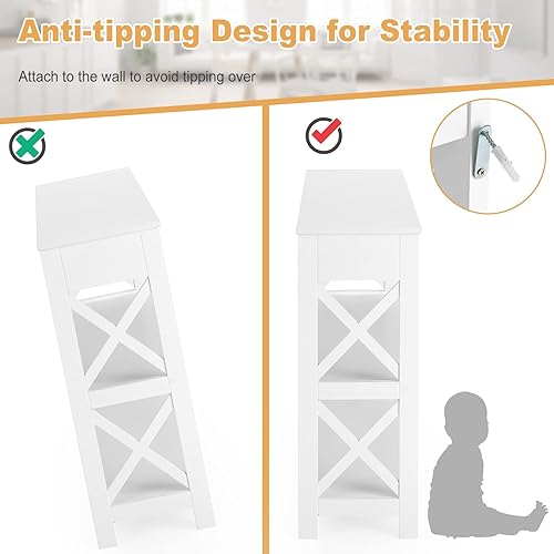 Miniatura 43 de Giantex Mesa de entrada de 3 niveles con almacenamiento, mesa consola estrecha con cajones y estantes, mesas auxiliares de sofá de diseño X para