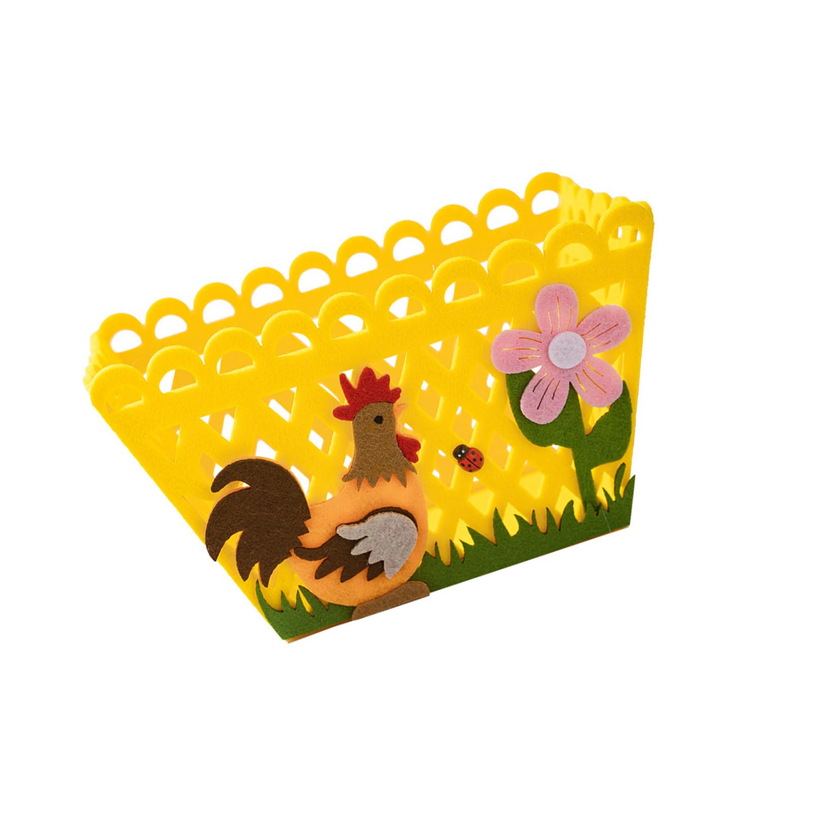 Msioytog Yellow Holiday Gift Bag Features A Colorful Rooster Versatiled Storage Basket For Eggs And Candy For Parties Decoration Candy Holder