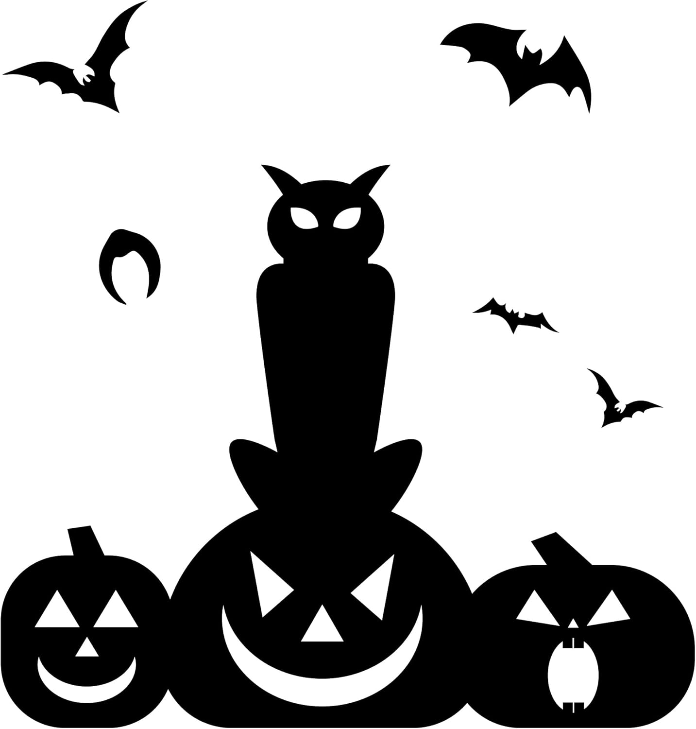 Scary Halloween Decal with Bats and Ñreepy Smiling Pumpkins for Kids and Adult - Cute Halloween Vinyl Decal - Happy Celebration Halloween Atmosphere in Decor 35x40 inches inches