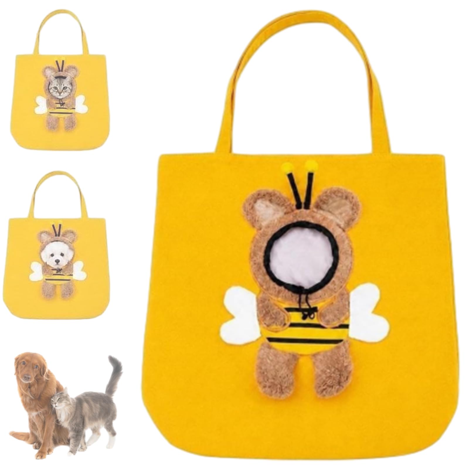 Paw Peek Pet Carrier Bag, Canvas Shoulder for Small Dogs and Cats，yellow：M