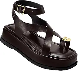Sandália Feminina Lumiss Flatform Confortável Enfeite Metalizado