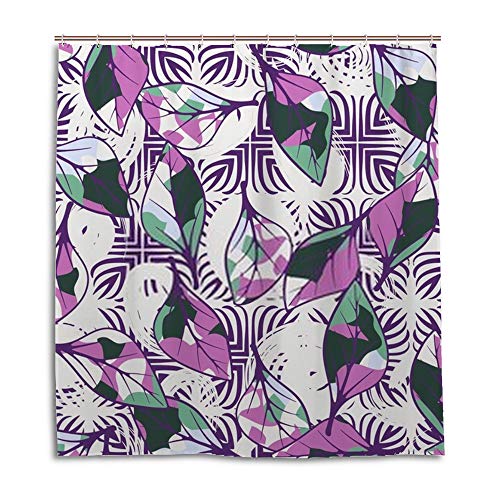 Rideau de douche imperméable avec feuilles multicolores en polyester 180x180 cm