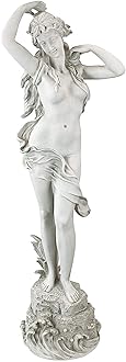 Spring Awakening Classic Woman Garden Statue, 14 inches wide, 40 inches tall, Cast Stone Resin, Antique Stone Finish