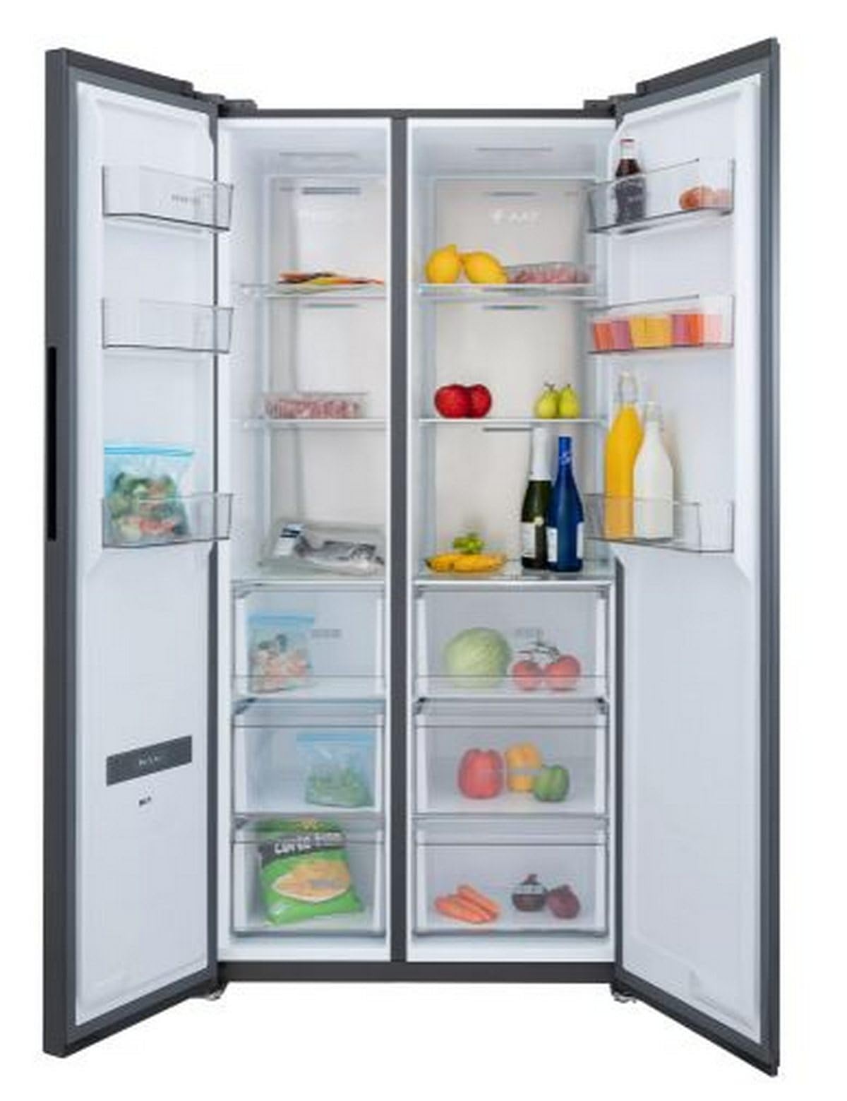 Frigorifico Americano Infiniton SBS-630A85XES, 185 cm de Altura, 540 Litros, E, No Frost Total, E, Doble puerta con cierre magnético, Patas regulables en altura, Inox