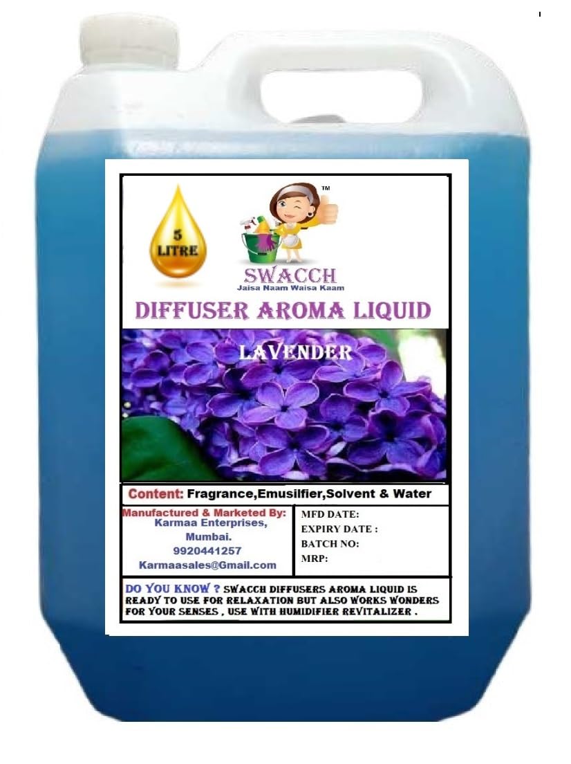 Diffuser Aroma Liquid Lavender Ready to use 5 Litre I Home Fragrance I Best for Aromatherapy I Helps in Meditation I Used in Diffusers I Water Based-image-1