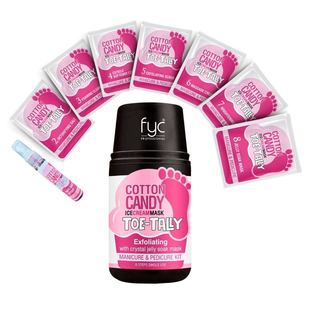 FYC Cotton Candy Ice Cream Mask Toe-tally Kit, 8-Step Manicure and Pedicure Set with Exfoliating Scrub, Massage Cream, Jelly Soak-picture-31