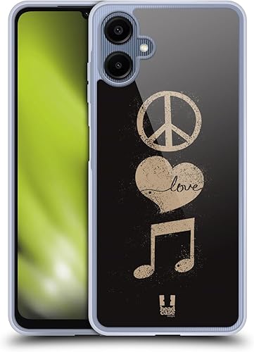 Head Case Designs Peace and Love Power of Music Soft Gel Case Military Grade Protection Compatible with Samsung Galaxy A06 4G