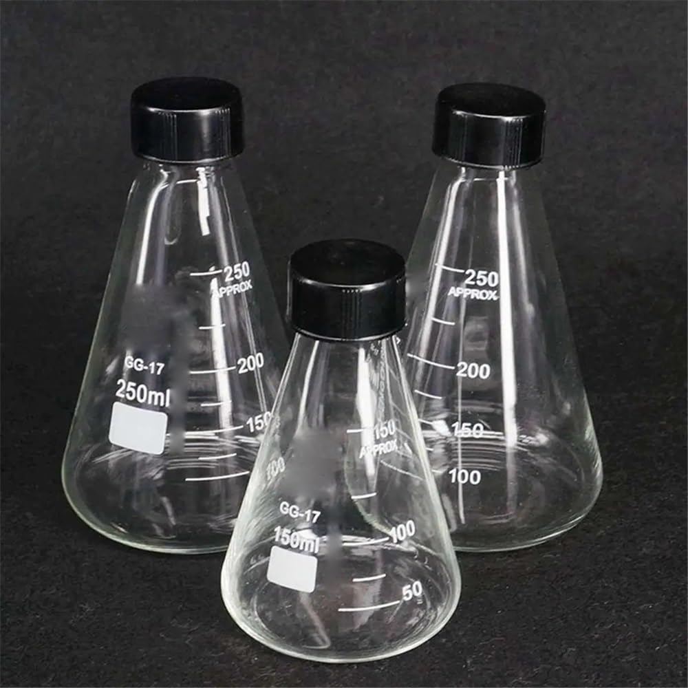 Vetreria da laboratorio 50ml 100ml 150ml 250ml 500ml 1000ml 2000ml Vetro borosilicato Bocca conica Erlenmeyer Tappo a vite Vetreria da laboratorio(1000ml)