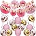 Produktbild SAVITA Rosa Babyshower Deko für Mädchen Kit - ITS A Girl Baby Shower Girlande Bunting Banner Papier Fans Luftballons Rosa Hängenden Wirbel Dekor für Baby Shower Party Supplies