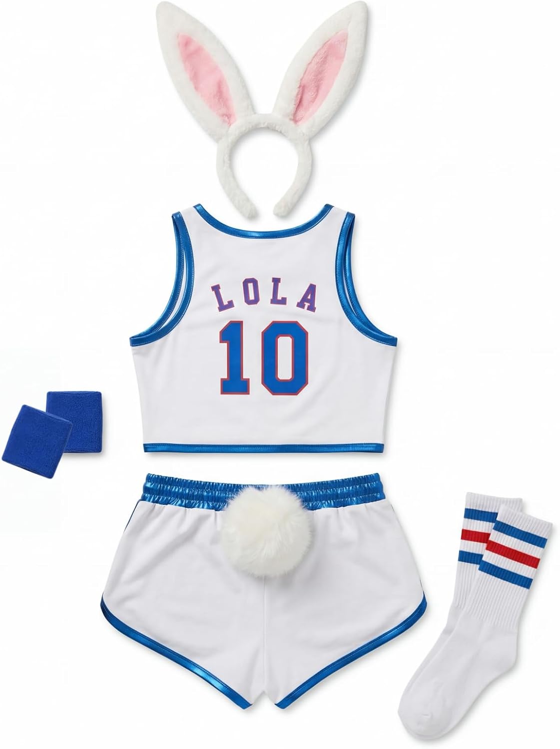 Lola Halloween Cosplay Costume for Women Space Movie Basketball Jersey Full outfit with Shorts Headband socks