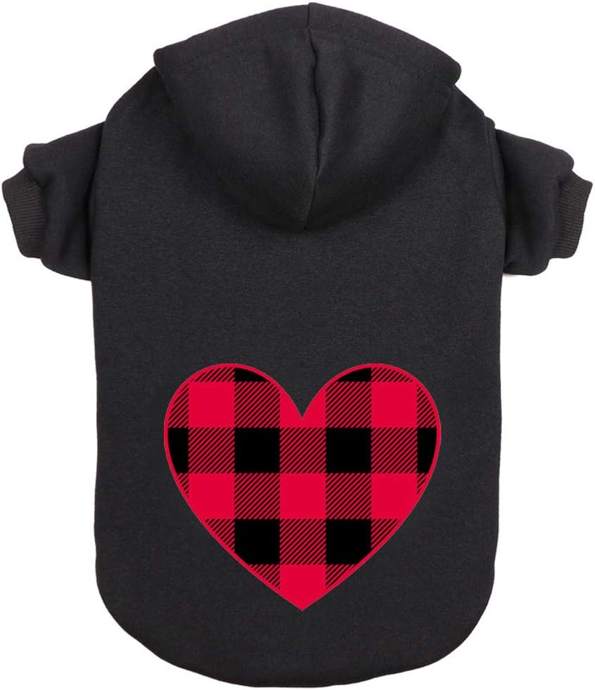 Dog Hoodie Sweater for Dogs Pet Clothes Black Buffalo Plaid Warm and Soft Breathable Cozy(XS)