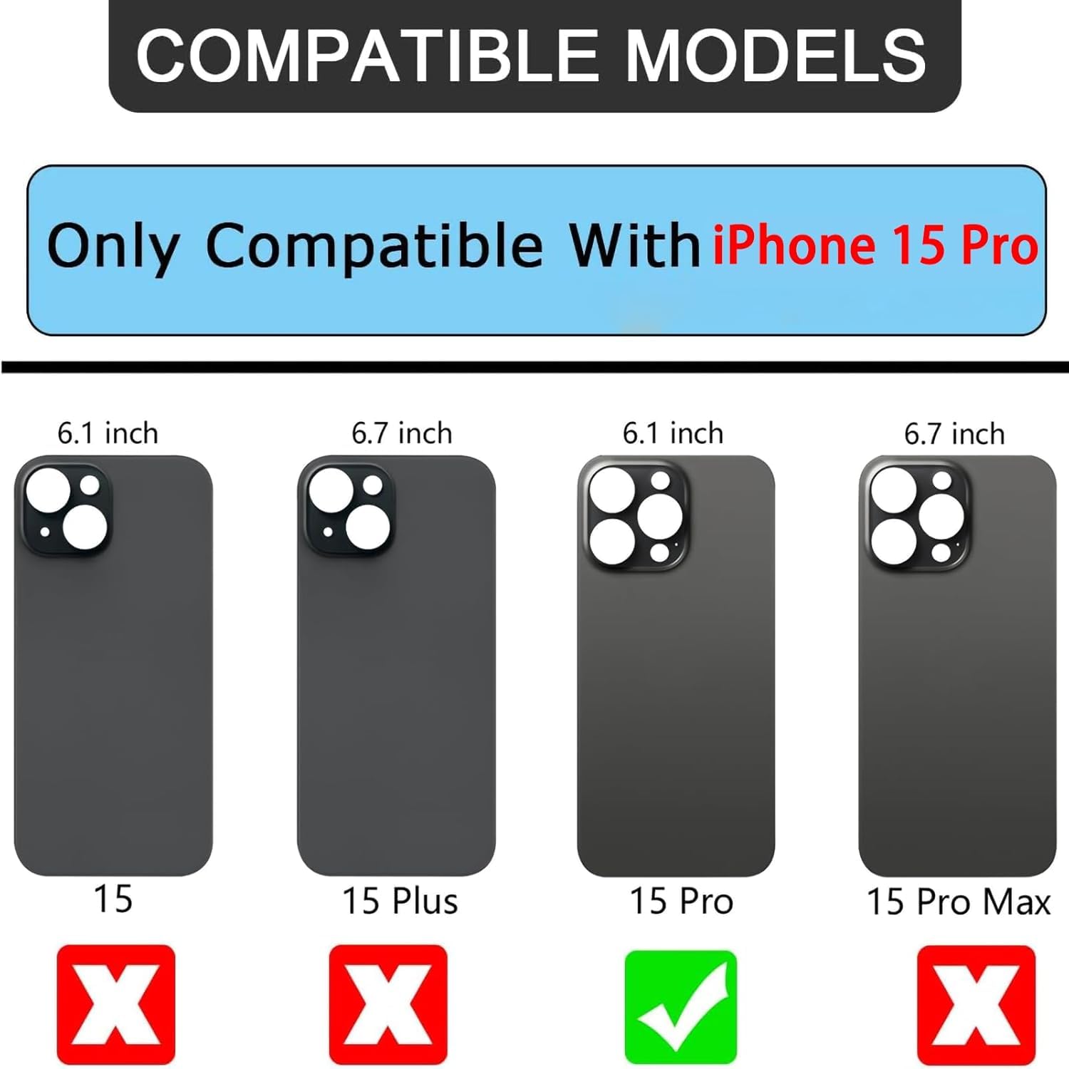 Sostituzione del coperchio del vetro posteriore 15 Pro per iPhone 15 Pro Sostituzione del vetro posteriore posteriore da 6,1 '' con kit di strumenti di riparazione (Titanio Nero)