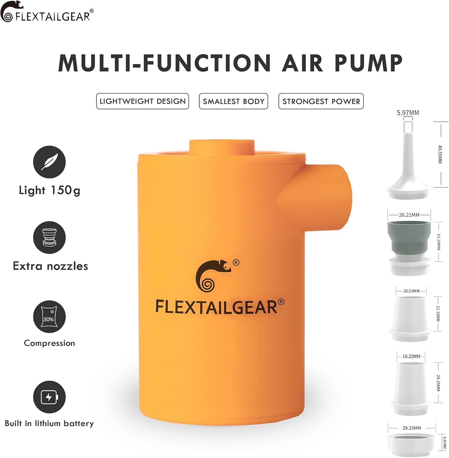 FLEXTAILGEAR MAX Pump 2020 Portable Air Pump with 3600mAH Battery USB Rechargeable Air Pump-Quick Inflate Deflate for Air Mattress, Pool Toys, Floats, Swimming Ring, Air Bed, Vacuum Storage Bags : Home & Kitchen