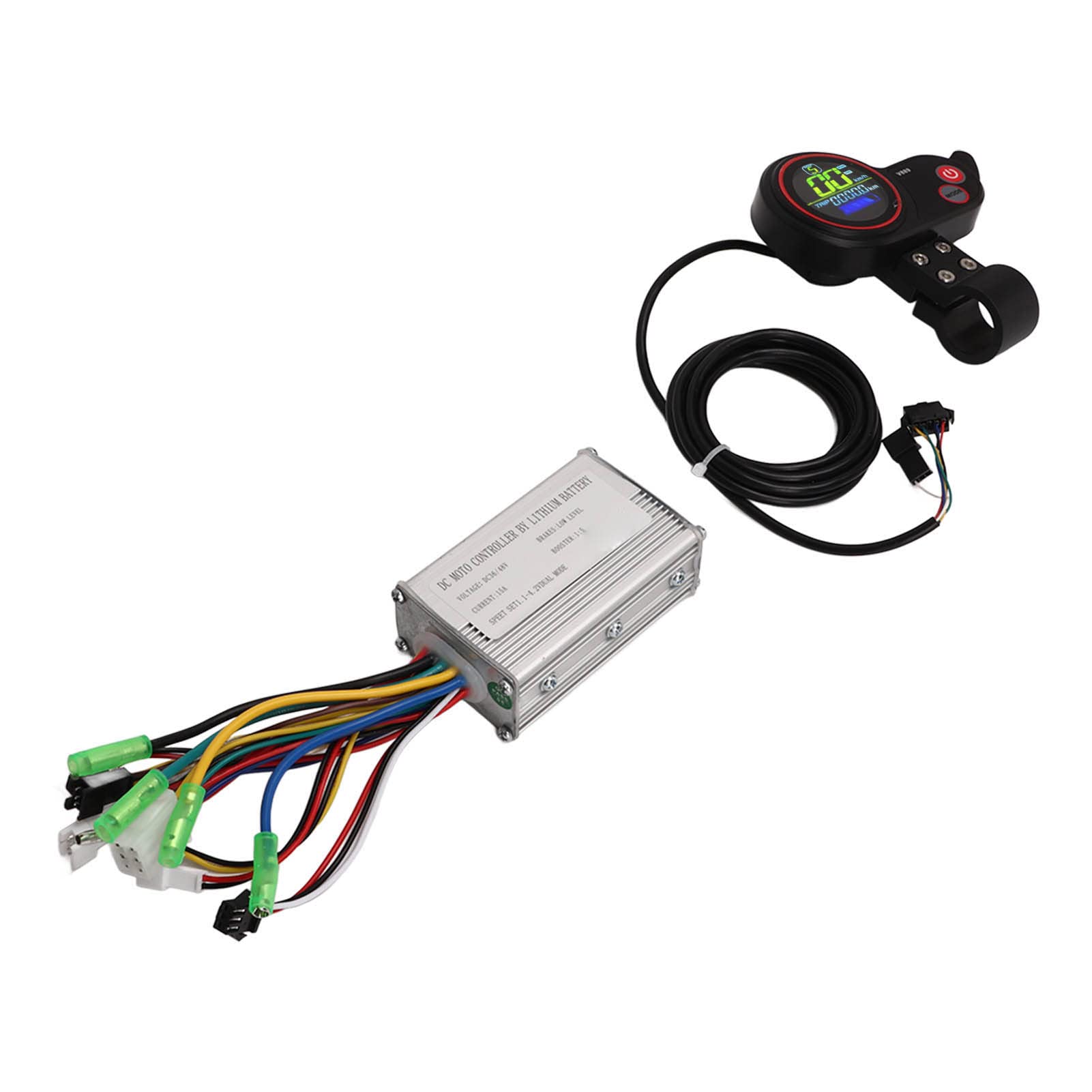 Bezszczotkowy kontroler Wangcmcol, do rowerów elektrycznych, do skuterów, moc 36 V 48 V 15 A, zestaw wyświetlacza LCD, kierownica 22,2 mm, wysoka kompatybilność, wydajna
