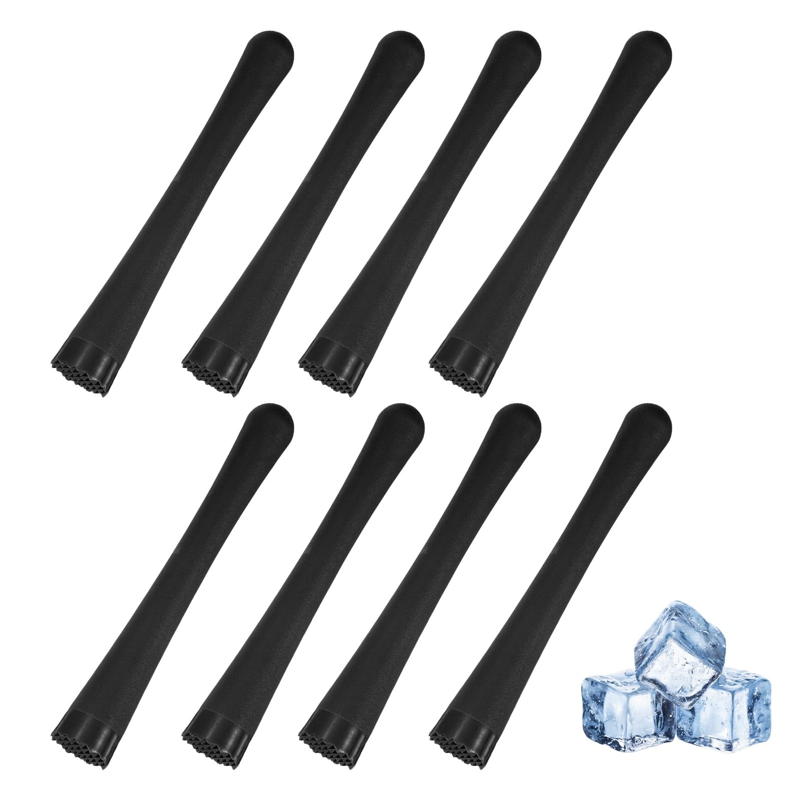 sourcing map 8 Pcs Cocktail Muddler, 10 Inch PP Drink Muddler Bar Accessories Tools Ice Crusher for Home Party Cocktail Fruit Drinks, Black (Thick)