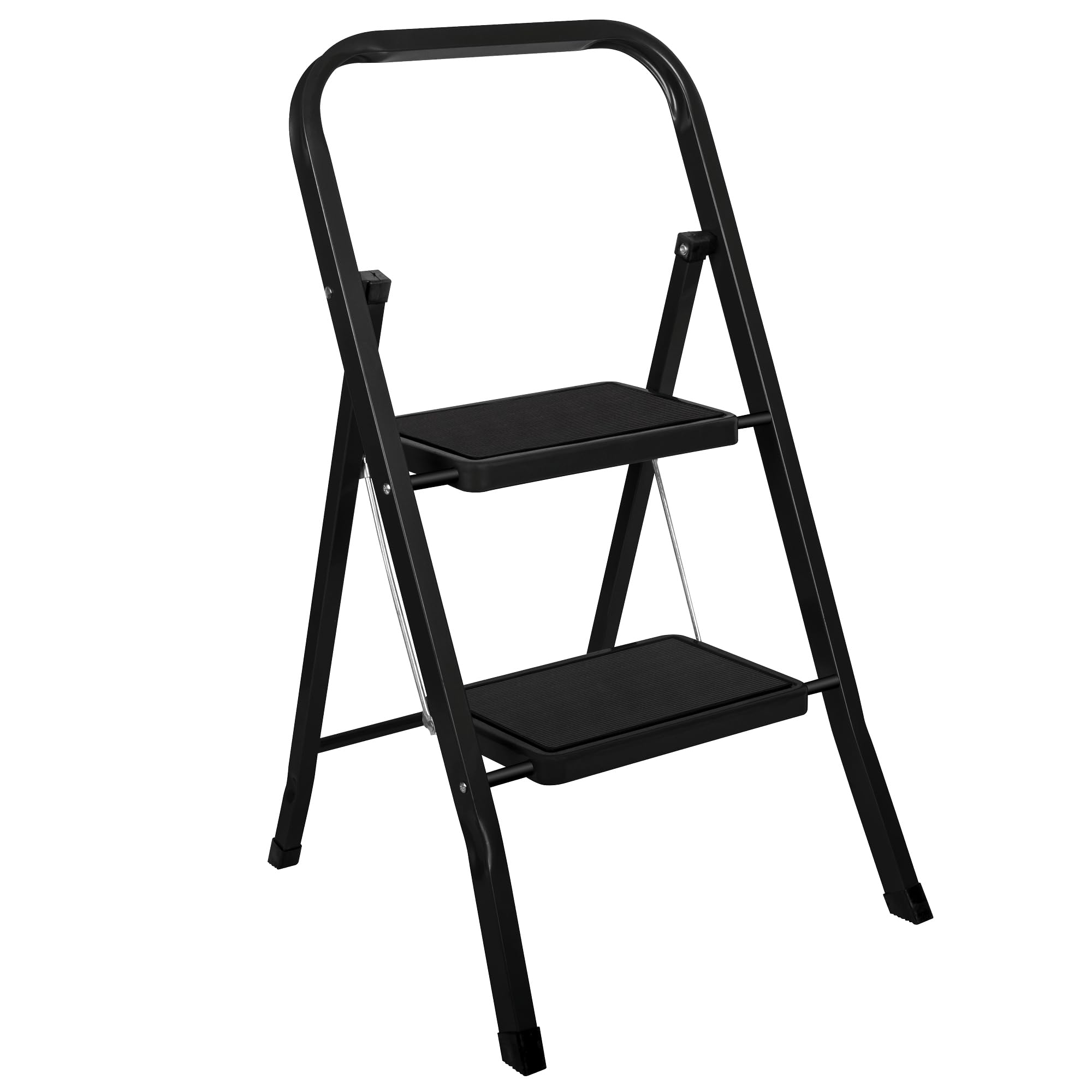 Futura Slimline 2 Step Ladder, Folding Step Stool, 150kg Capacity, Black