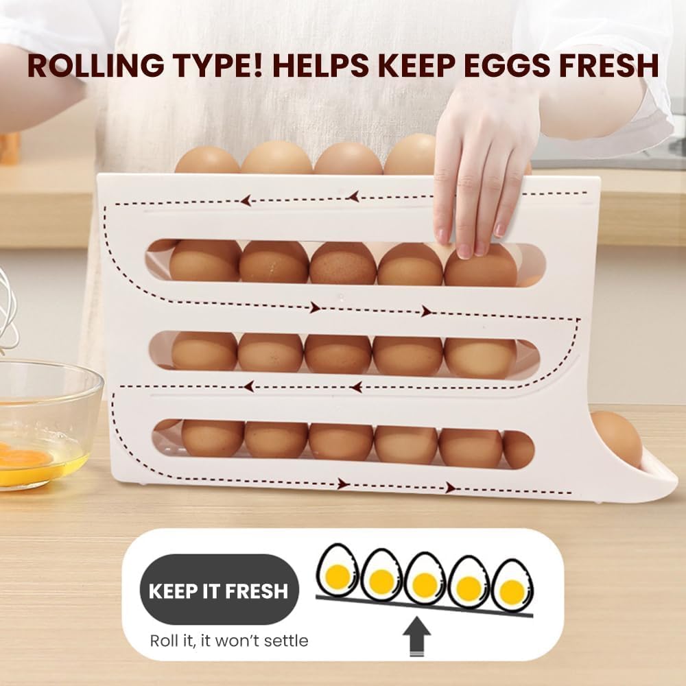 Egg Holder for Fridge,4-Tier Tilted Design Egg Storage Rack,Automatic Egg Rolling Dispenser,Large Capacity Egg Organizer for Kitchen Countertop Cabinets (Gray) Egg Holder for Fridge,4-Tier Tilted Design Egg Storage Rack,Automatic Egg Rolling Dispenser,Large Capacity Egg Organizer for Kitchen Countertop Cabinets (Gray)